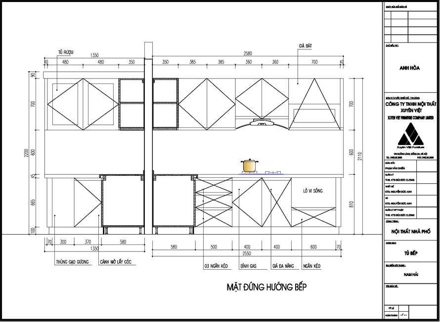 Thiết kế tủ bếp chữ L anh Hòa - hải phòng