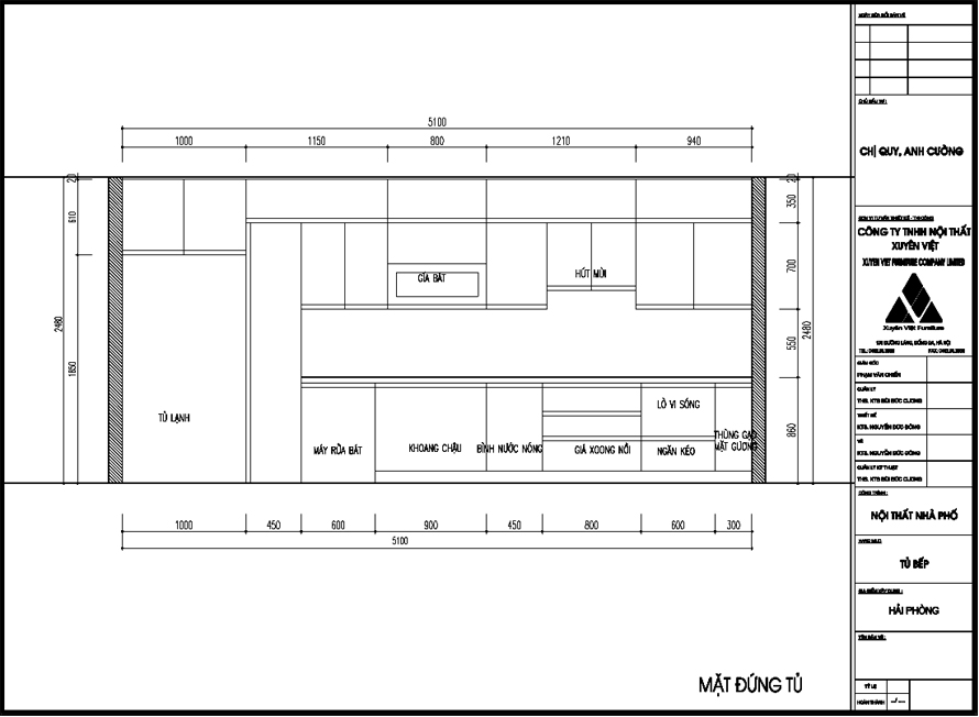 Thiết kế thi công tủ bếp hải phòng nhà chị Quy