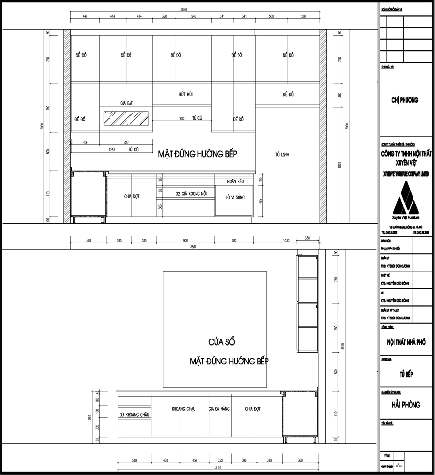 Thiết kế thi công tủ bếp nhựa tại Hải Phòng nhà chị phương