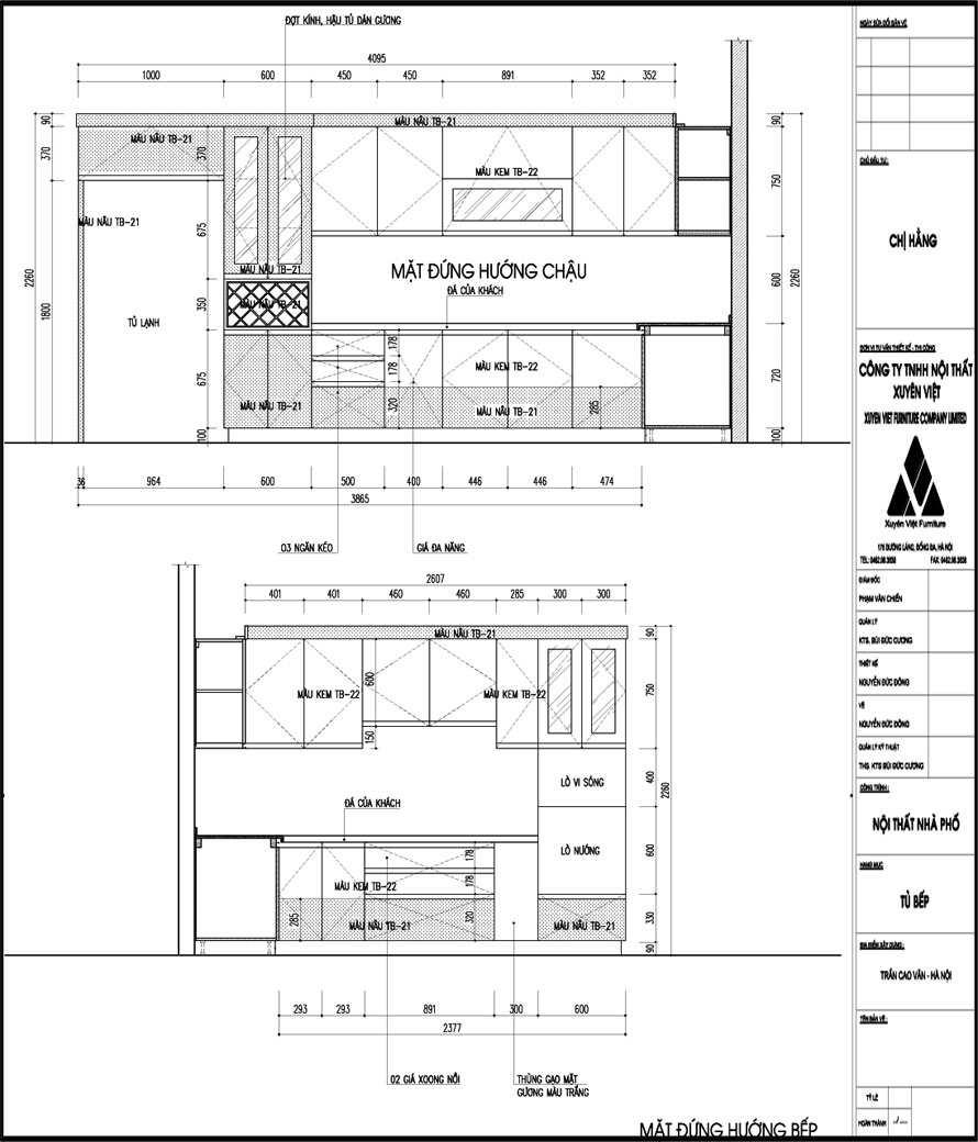 Thiết kế tủ bếp đẹp nhà chị Hà - Hà Nội