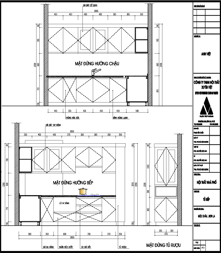 Thiết kế tủ bếp nhà anh Việt - Mộc Châu