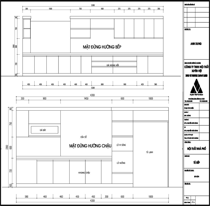 Thiết kế tủ bếp đẹp tphcm nhà anh Dũng