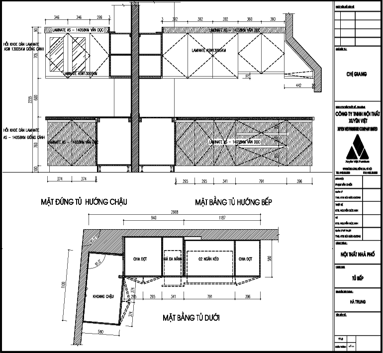 Thiết kế tủ bếp bằng nhựa chị Giang