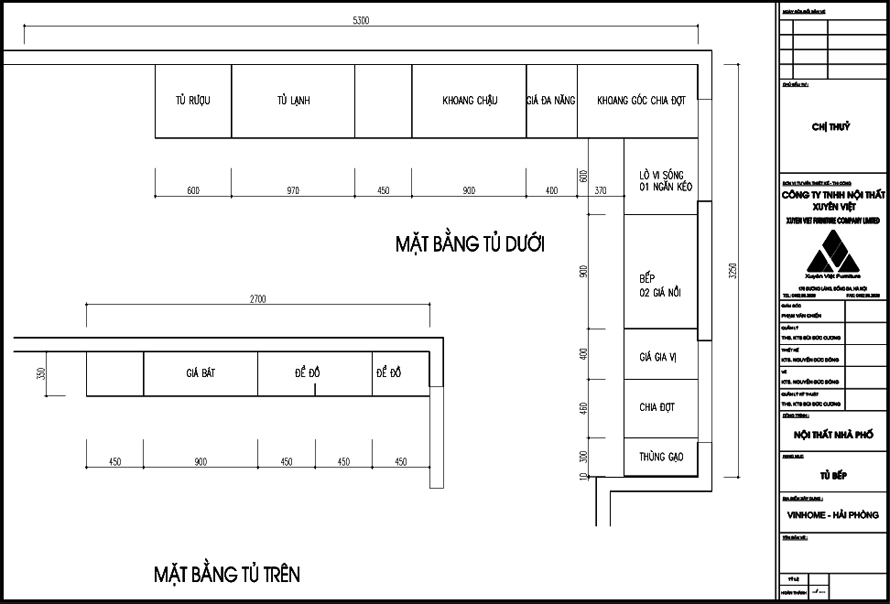 Thiết kế tủ bếp nhà chị Thủy Hải Phòng