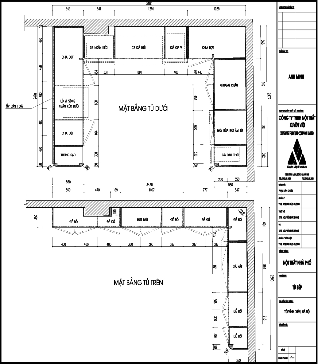 Thiết kế tủ bếp căn hộ nhà anh Minh