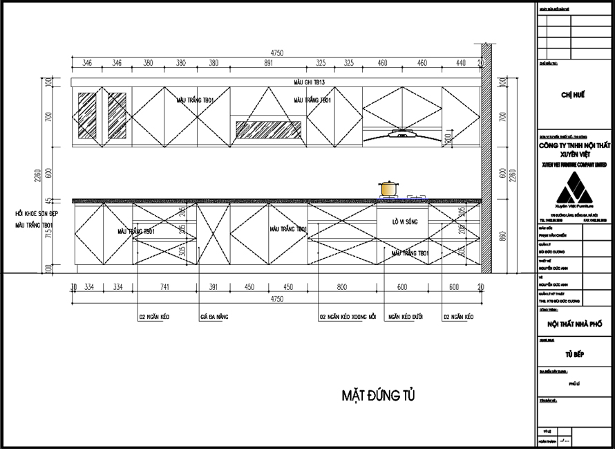 Thiết kế tủ bếp nhà chị Huế - Hà Nam