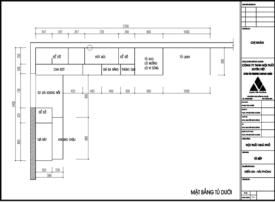 Thiết kế tủ bếp nhà chị Nhàn Hải Phòng