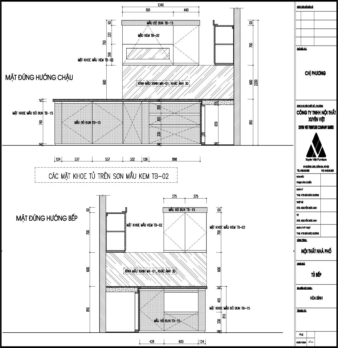 Thiết kế tủ bếp nhà chị Phương