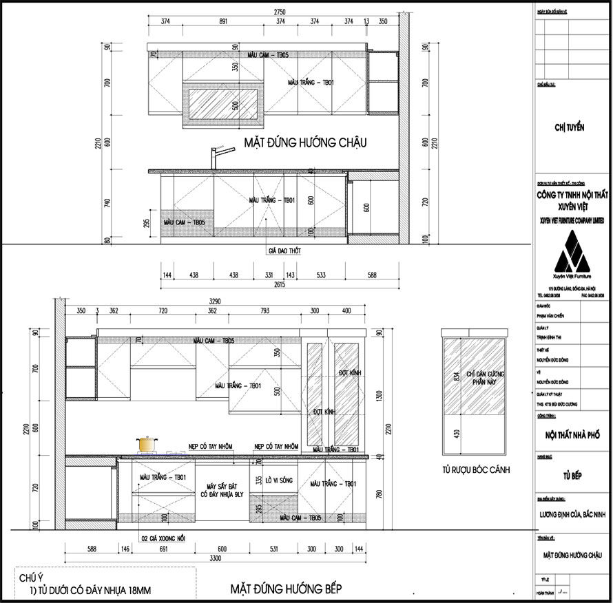 Thiết kế tủ bếp đẹp nhà chị Tuyết