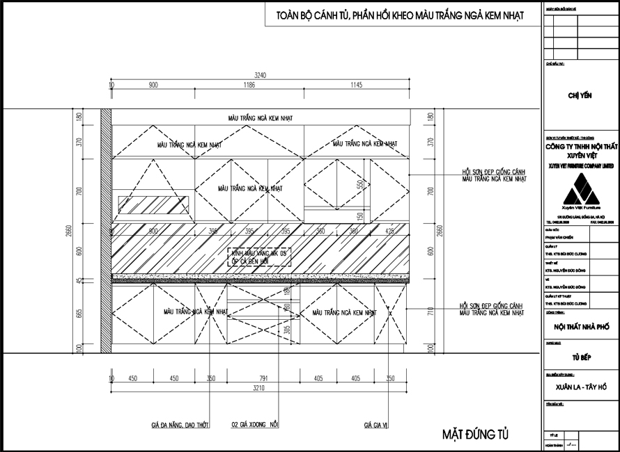 Thiết kế tủ bếp nhà chị yến