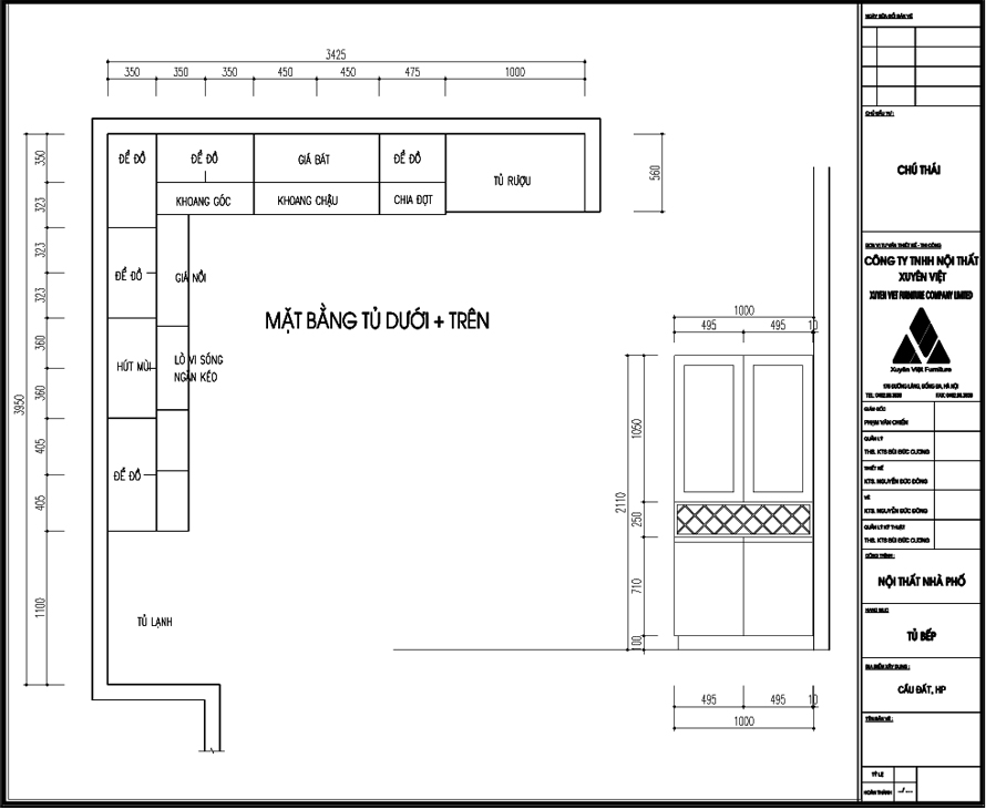 Thiết kế tủ bếp nhà chú Hải