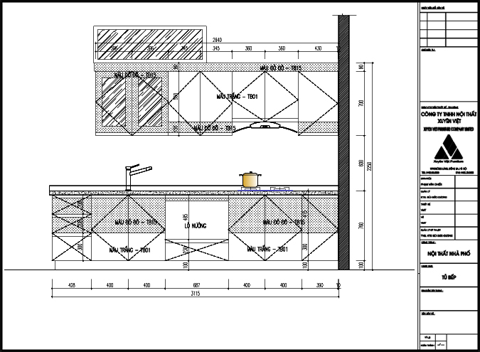 Thiết kế tủ bếp chữ i nhà nhỏ anh Bằng