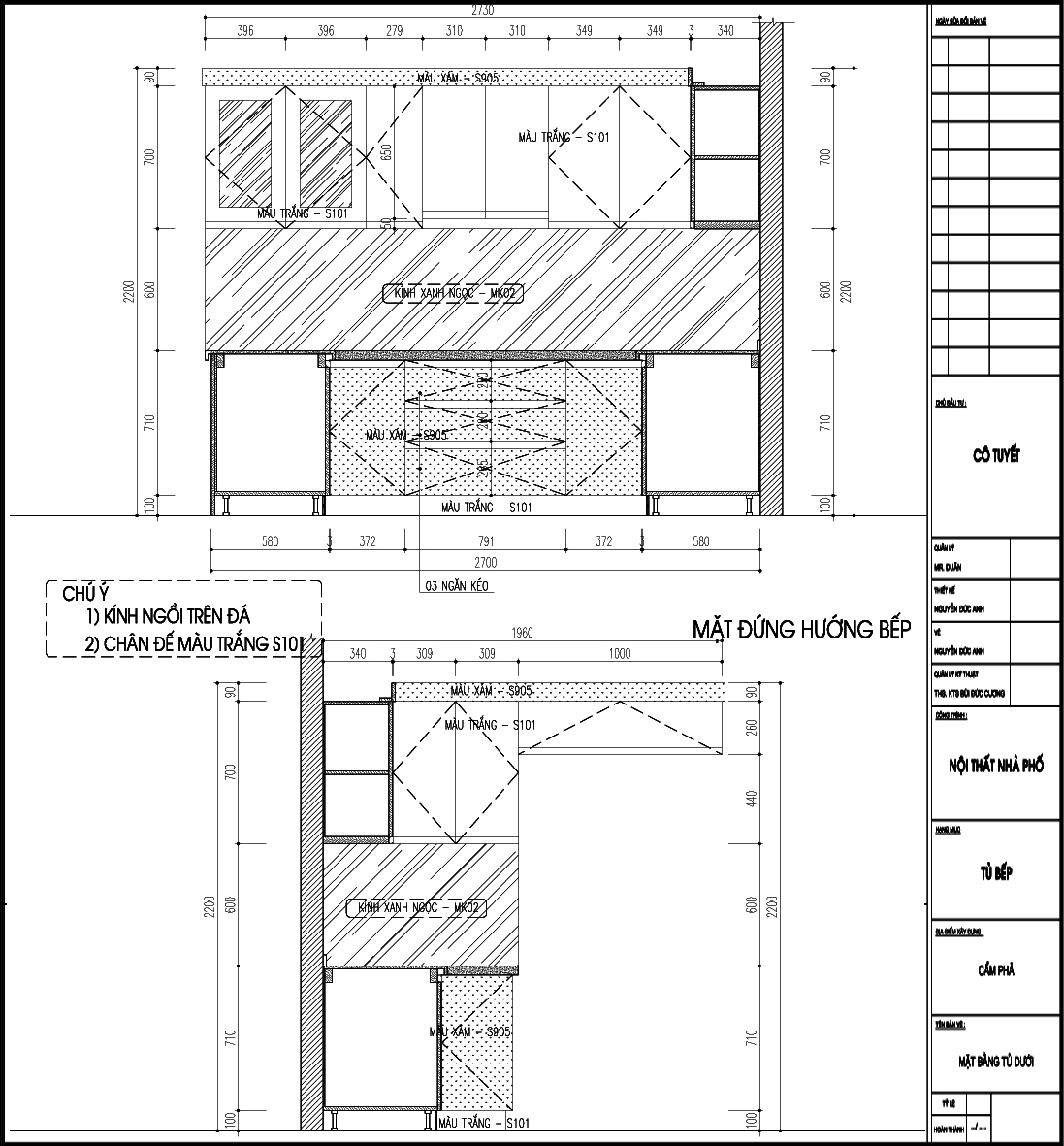 Thiết kế tủ bếp chữ u nhà chị Tuyết