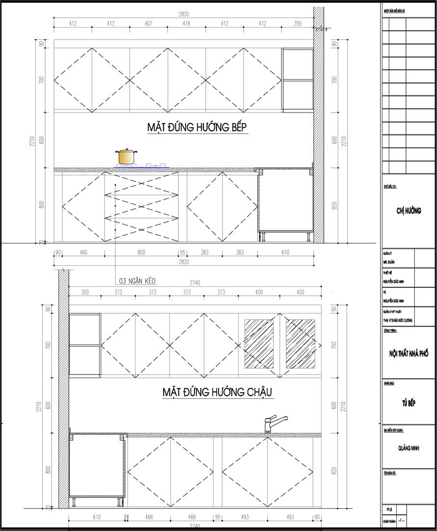 Thiết kế tủ bếp nhựa quảng ninh chị Hương