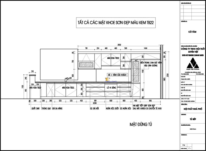 Thiết kế tủ bếp đẹp nhà biệt thự cô Tâm