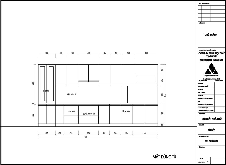 Thiết kế tủ bếp đẹp nhà chú Thành