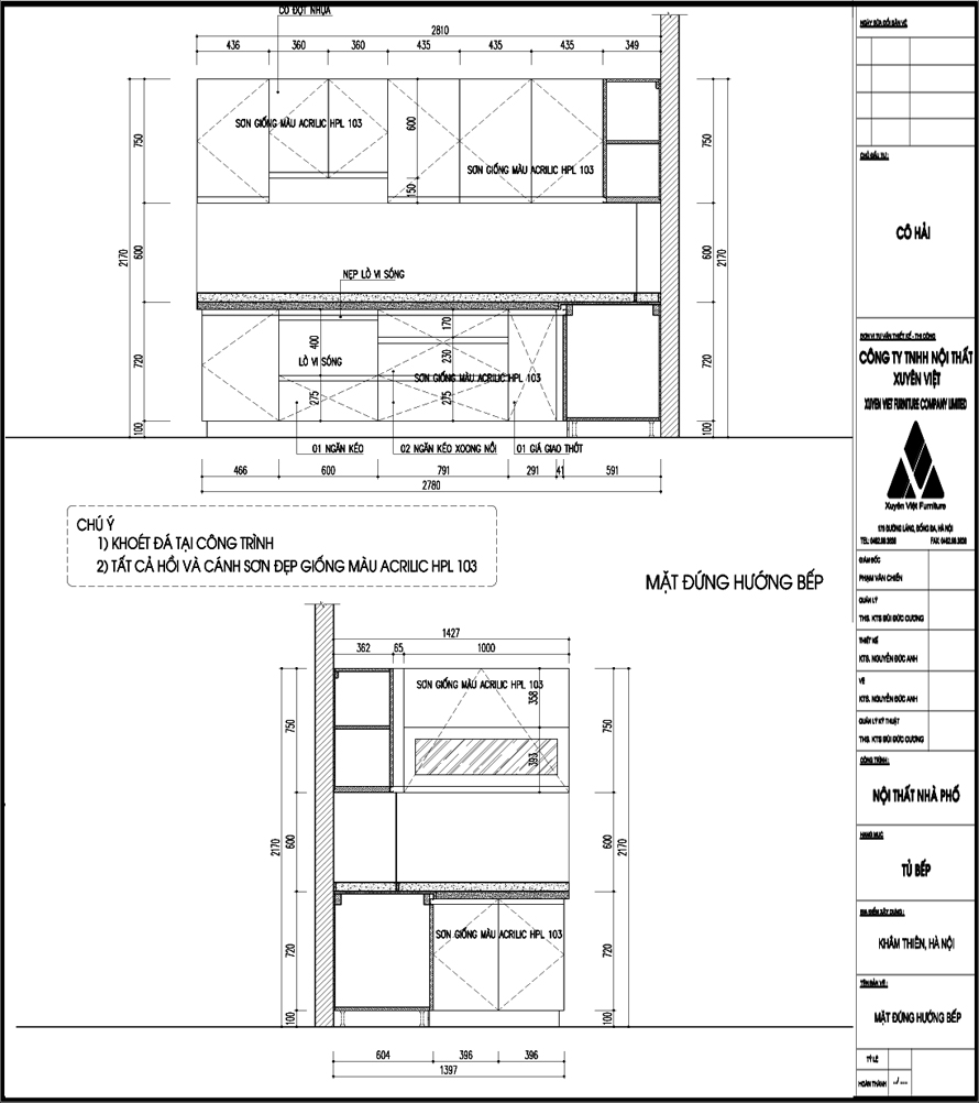 Thiết kế tủ bếp đẹp bằng nhựa nhà cô Hải