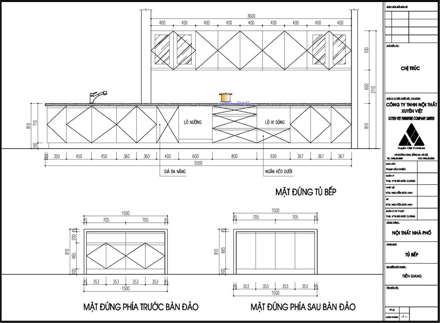 Thiết kế tủ bếp đẹp nhà chị Trúc ở Tiền Giang