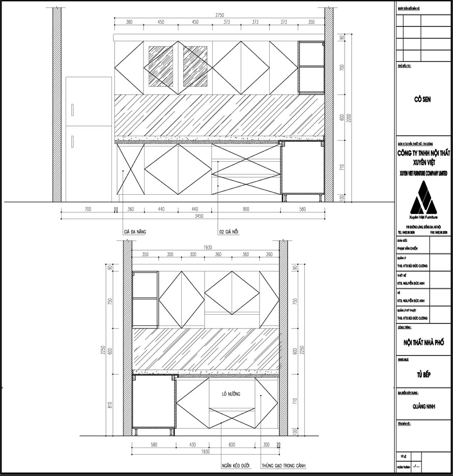 Thiết kế tủ bếp hiện đại chị Sen Quảng Ninh