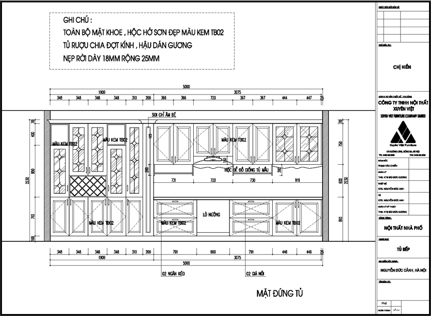 Thiết kế tủ bếp nhà chị Hiền