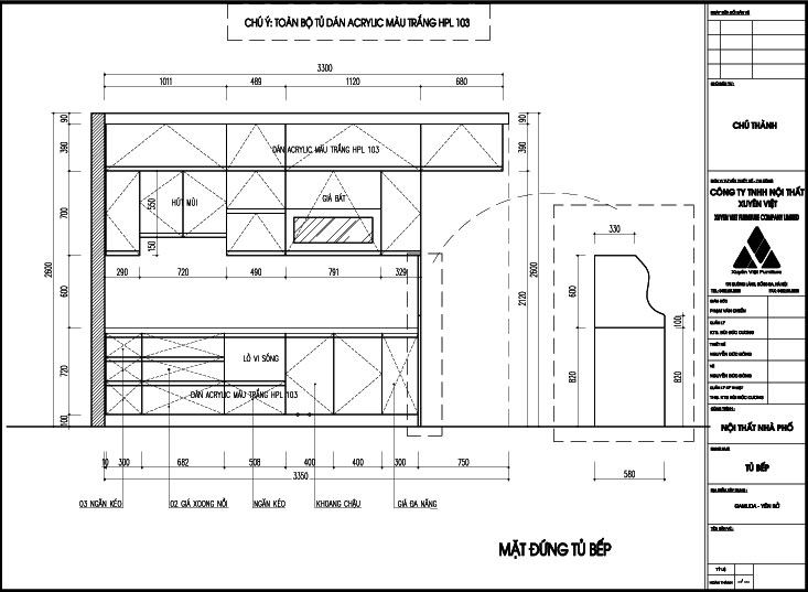 Tủ bếp nhựa hiện đại Acrylic chung cư Gamuda- Chú Thành nhìn tử cửa