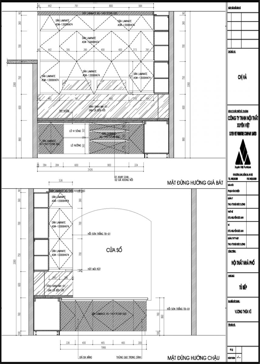 Thiết kế tủ bếp nhựa laminate nhà chị Hà