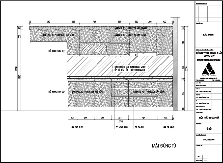 Thiết kế tủ bếp nhựa laminate nhà bác Định - Hà Nội