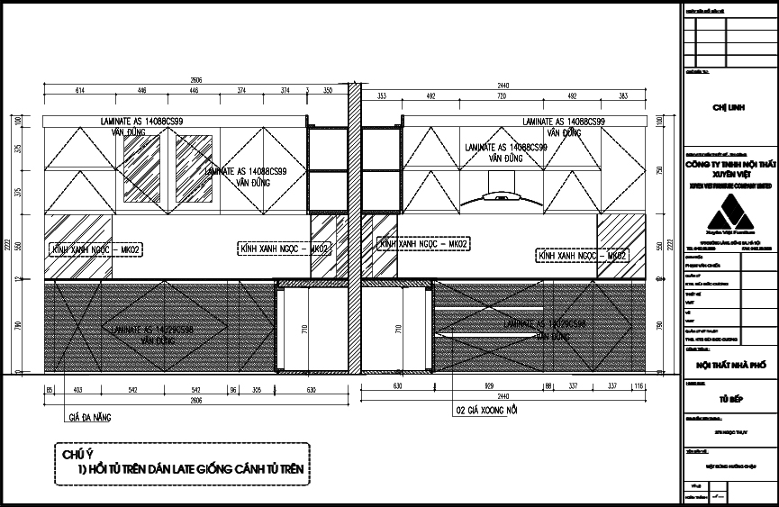 Thiết kế tủ bếp nhựa laminate nhà chị Linh