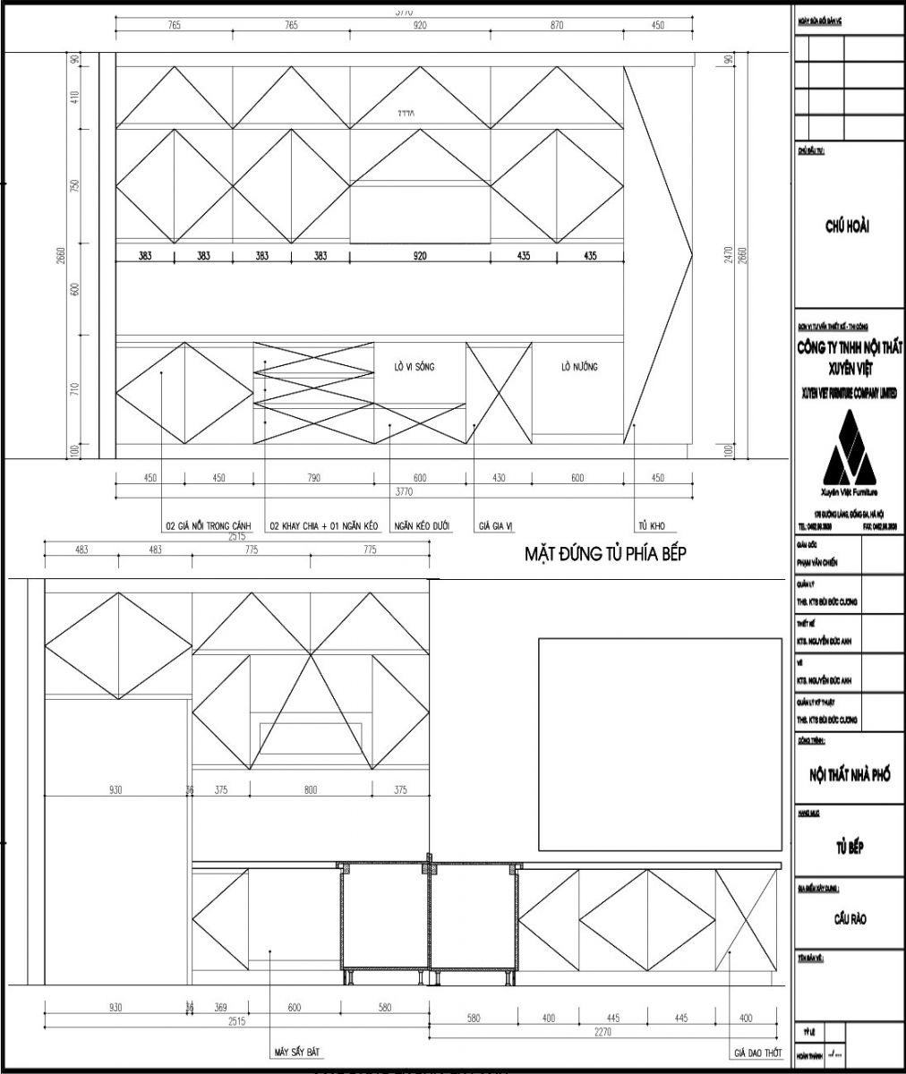 Thiết kế tủ bếp nhựa laminate nhà chú Hòai