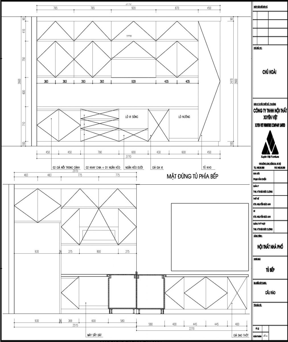 Thiết kế tủ bếp nhựa laminate nhà chú Hòai