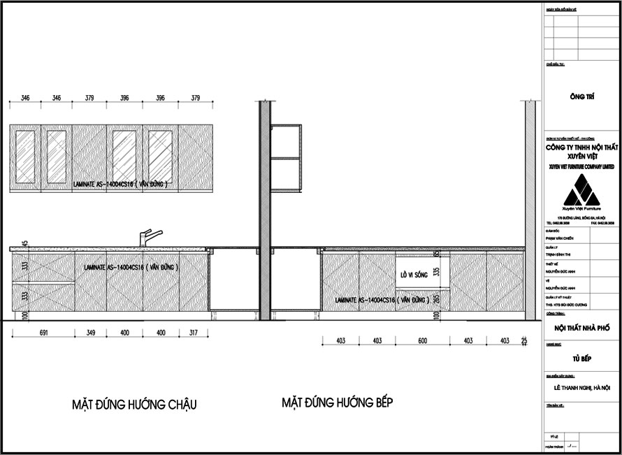 Thiết kế tủ bếp nhựa laminate nhà ông Trí