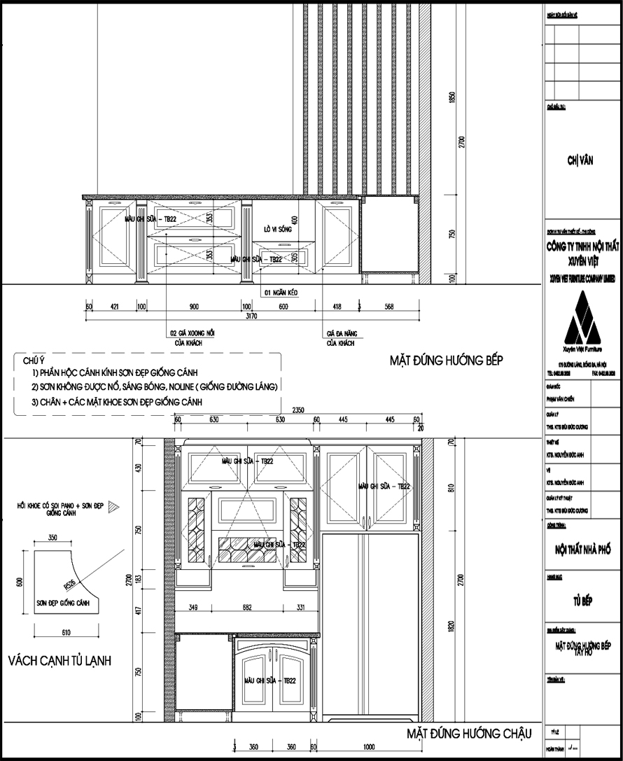 Thiết kế tủ bếp nhựa tân cổ điển nhà cô Nhung