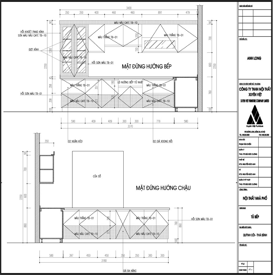 Thiết kế tủ bếp nhựa Thái Bình nhà anhLong