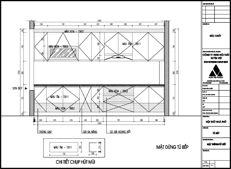 Thiết kế tủ bếp đẹp nhà bác Chất