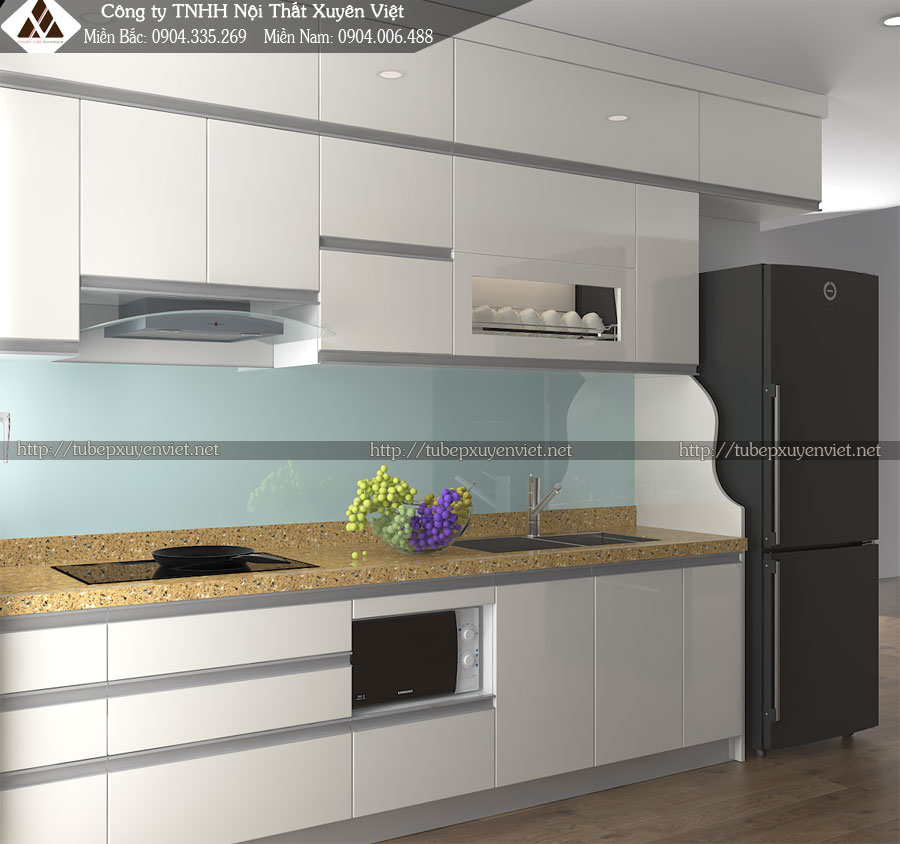 Tủ bếp nhựa hiện đại Acrylic chung cư Gamuda- Chú Thành bản thiết kế
