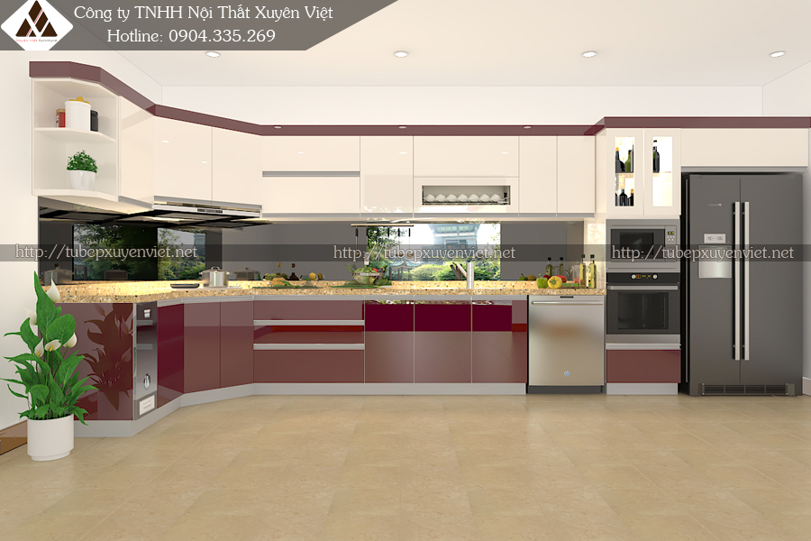 Mẫu tủ bếp nhựa laminate nhà chú Thái - Hà Nội
