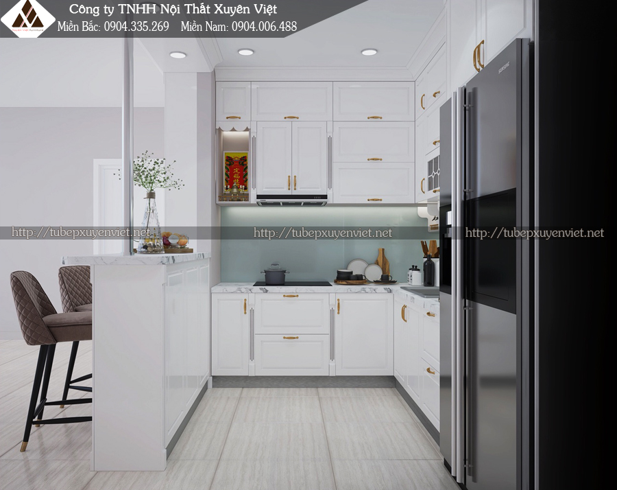 Tủ bếp tân cổ điển nhà chị Thùy - Phổ Quang, HCM
